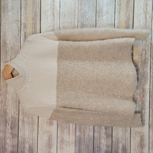 Cream & Tan Cashmere Mohair Mock Neck Sweater 2